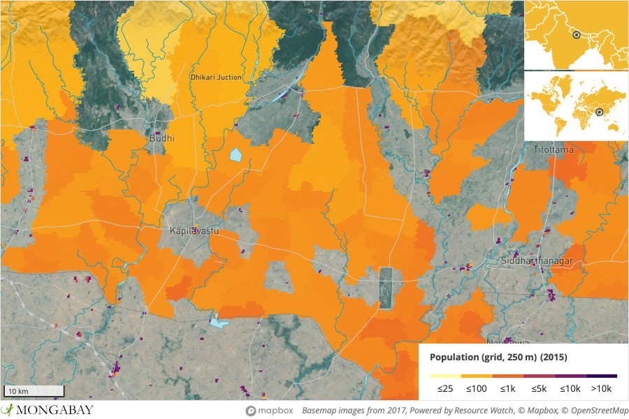 कपिलवस्तु नेपाल के घनी आबादी वाले क्षेत्रों के पास स्थित है।